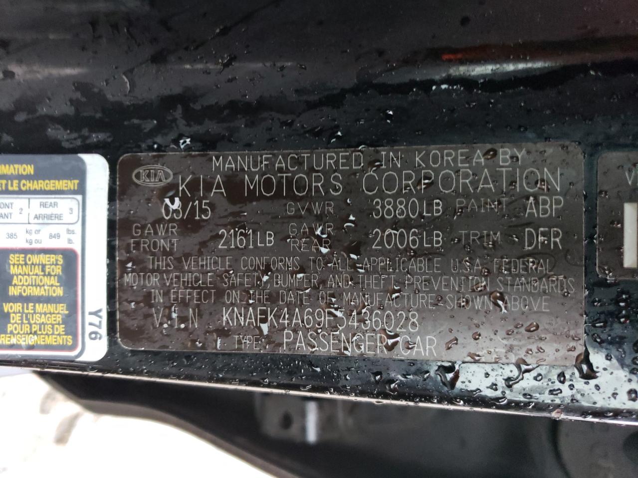 Photo 10 from auction – 2015 KIA FORTE LX with VIN KNAFK4A69F5436028