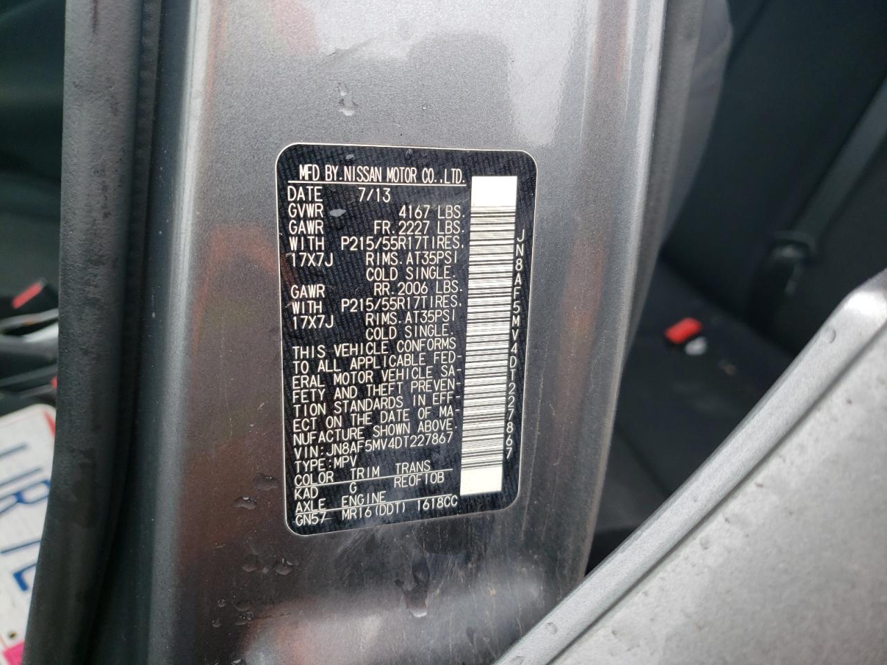 Photo 10 from auction – 2013 NISSAN JUKE S with VIN JN8AF5MV4DT227867