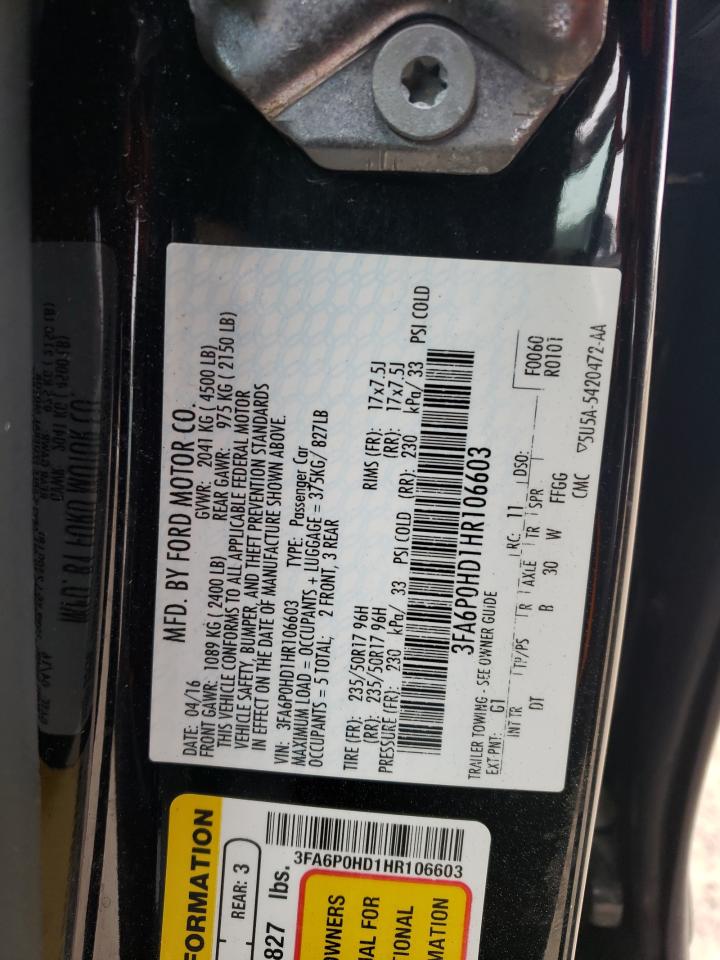 Photo 10 from auction – 2017 FORD FUSION with VIN 3FA6P0HD1HR106603