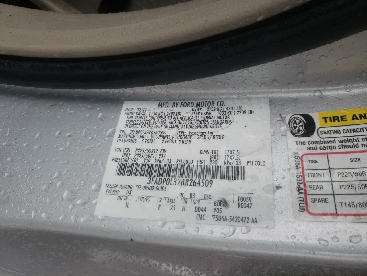 Photo 10 from auction – 2011 FORD FUSION HYB with VIN 3FADP0L32BR264509