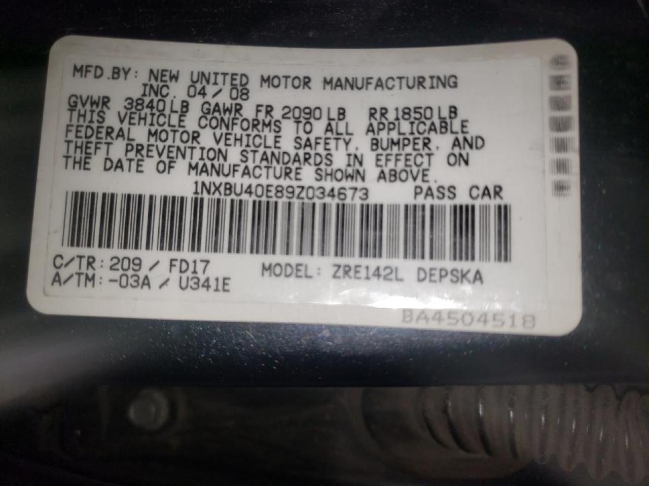Photo 10 from auction – 2009 TOYOTA COROLLA BA with VIN 1NXBU40E89Z034673