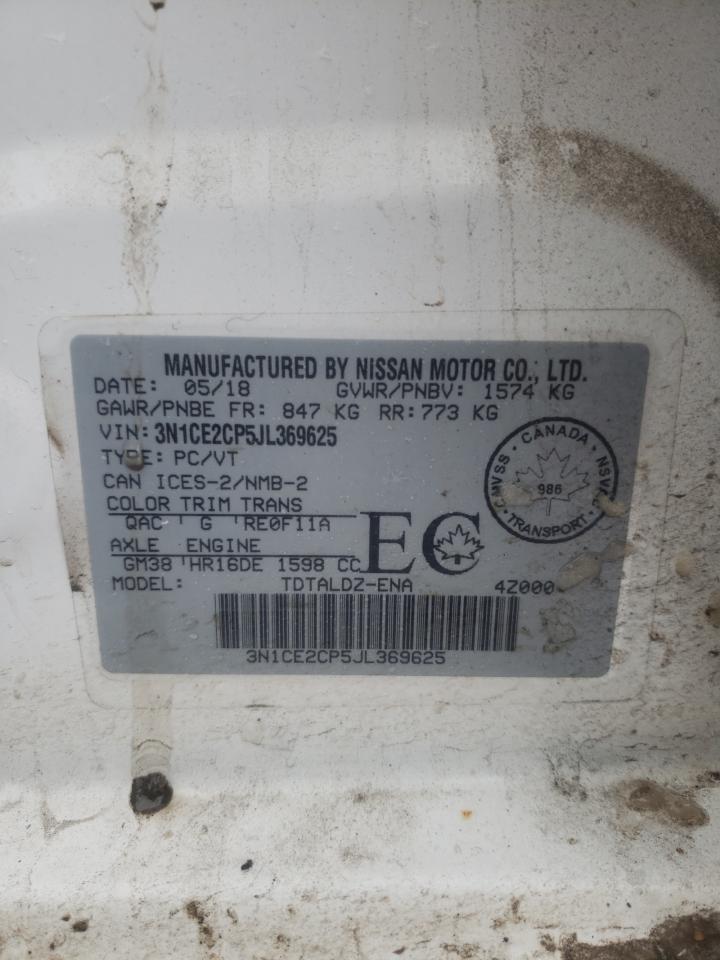 Photo 10 from auction – 2018 NISSAN VERSA NOTE with VIN 3N1CE2CP5JL369625