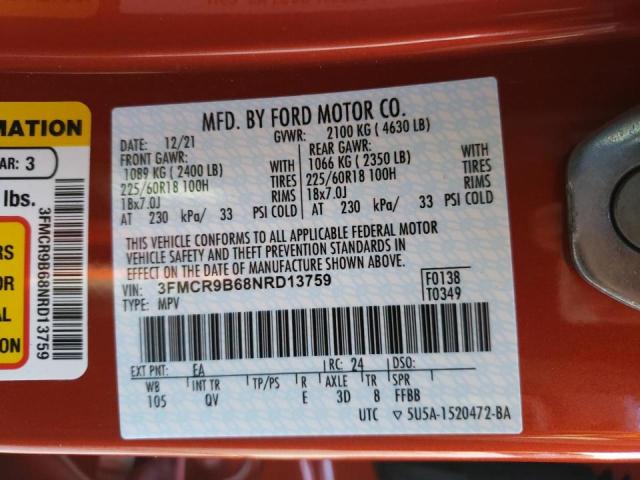 Photo 10 from auction – 2022 FORD BRONCO with VIN 3FMCR9B68NRD13759