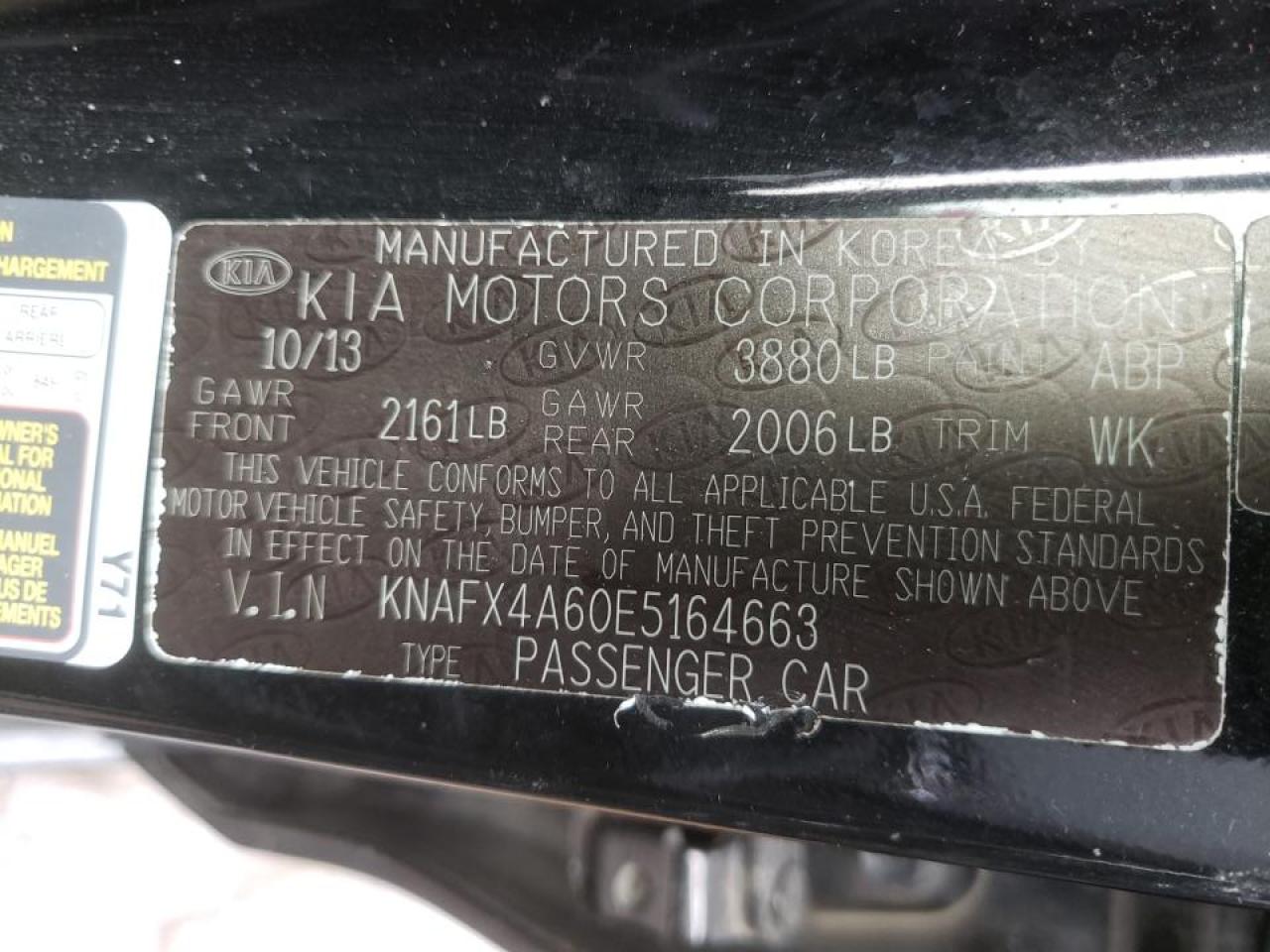 Photo 10 from auction – 2014 KIA FORTE LX with VIN KNAFX4A60E5164663
