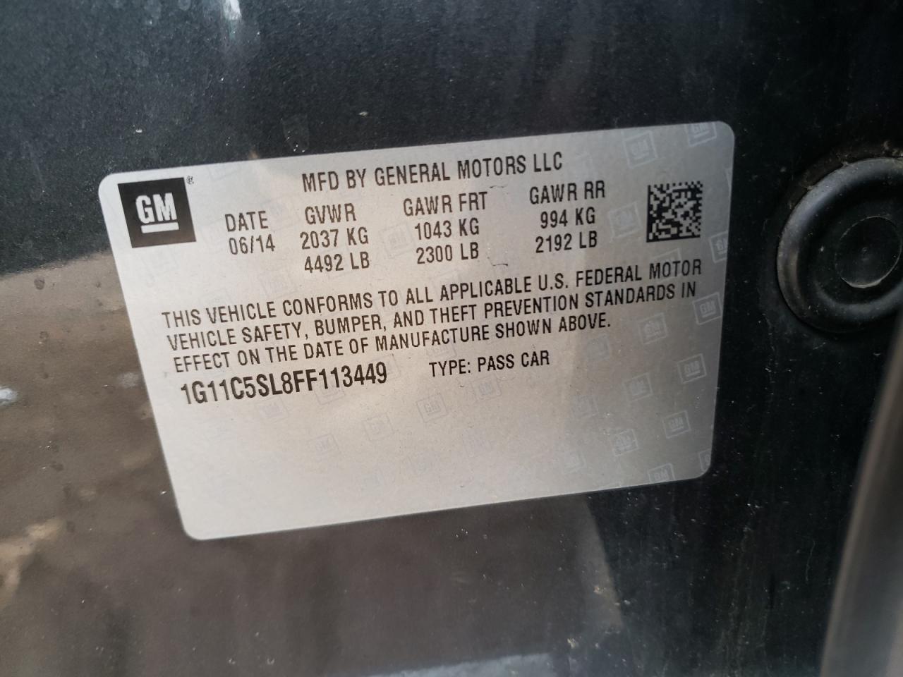 Photo 10 from auction – 2015 CHEVROLET MALIBU 1LT with VIN 1G11C5SL8FF113449