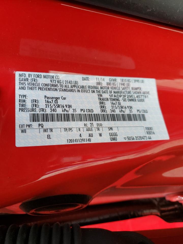 Photo 10 from auction – 2014 FORD FOCUS with VIN 1FADP3F29EL457781