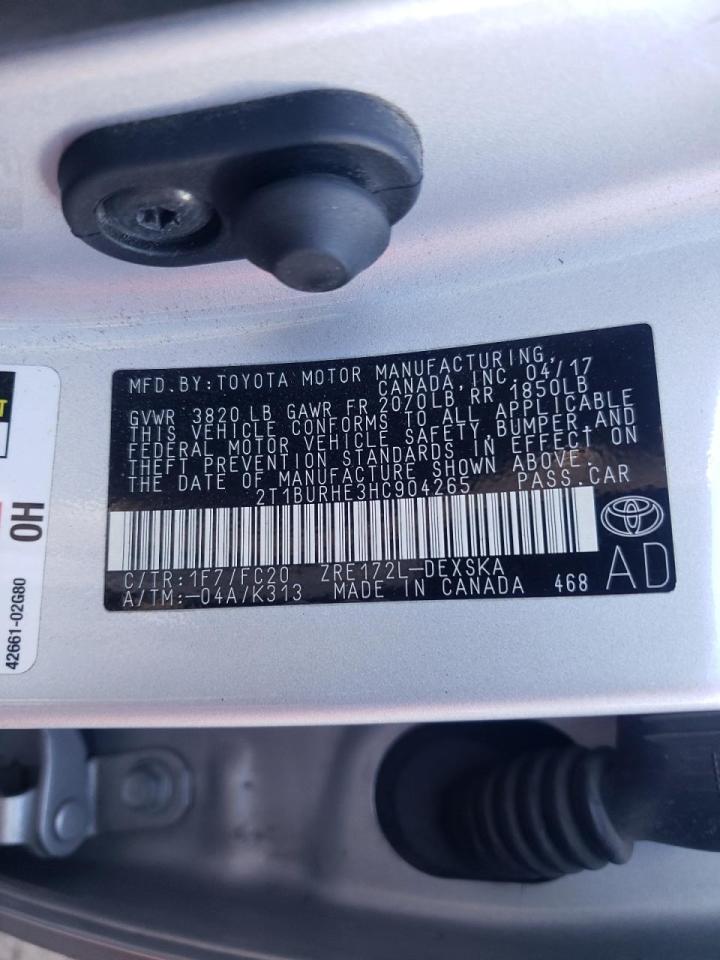 Photo 10 from auction – 2017 TOYOTA COROLLA L with VIN 2T1BURHE3HC904265
