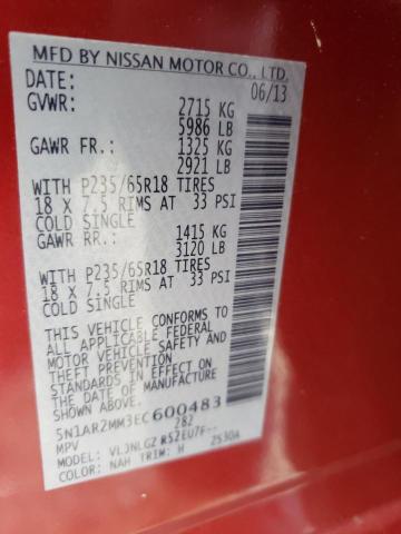 Photo 10 from auction – 2014 NISSAN PATHFINDER with VIN 5N1AR2MM3EC600483