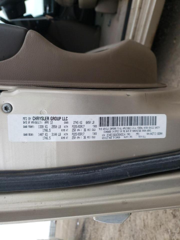 Photo 10 from auction – 2012 CHRYSLER TOWN & COU with VIN 2C4RC1BGXCR345514