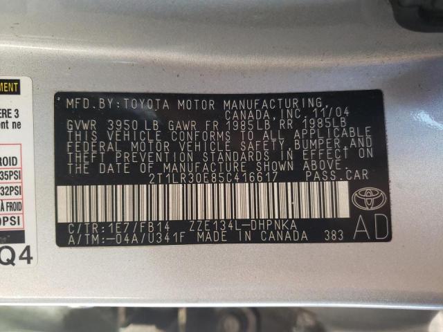 Photo 10 from auction – 2005 TOYOTA COROLLA MA with VIN 2T1LR30E85C416617