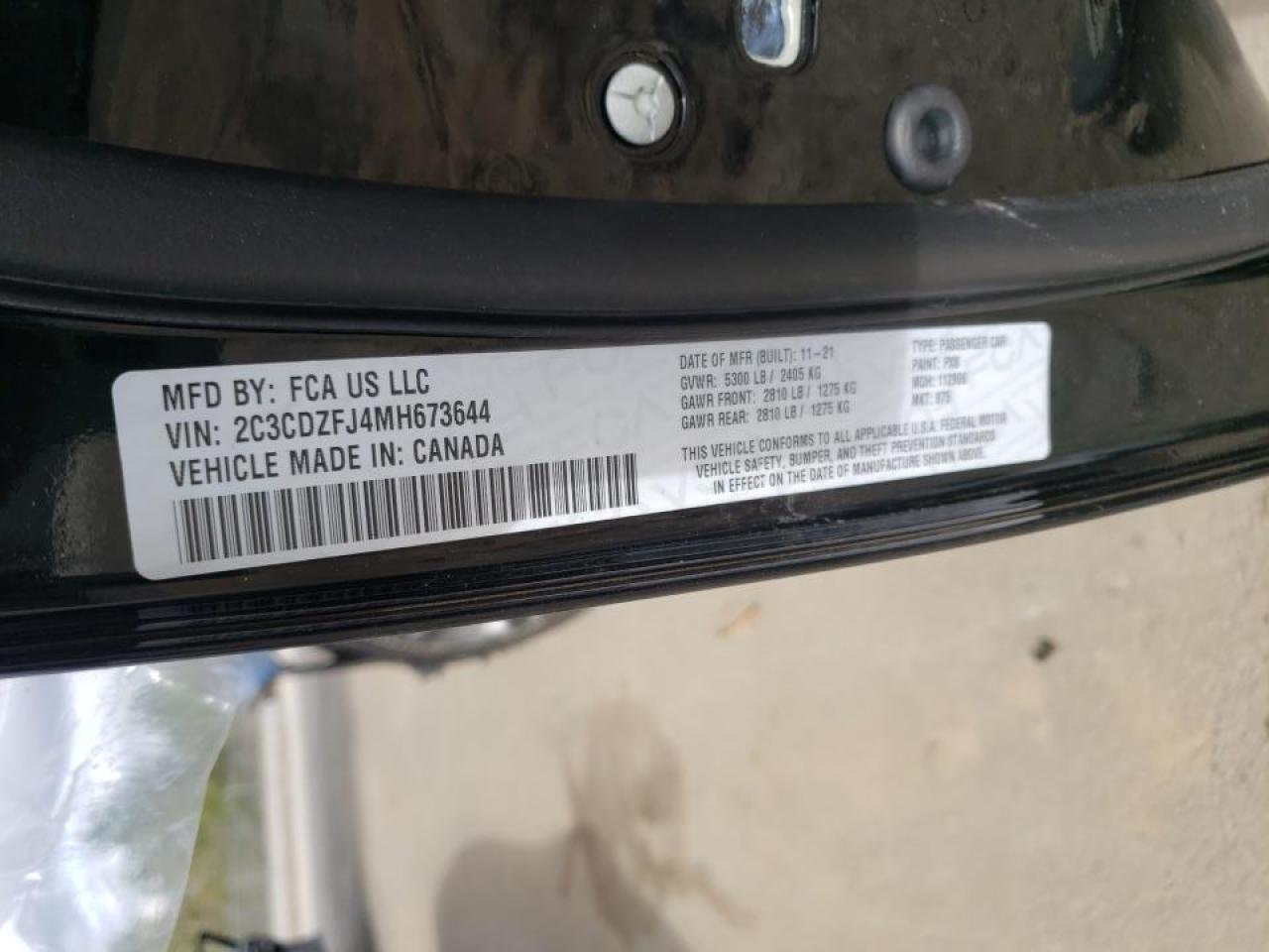 Photo 10 from auction – 2021 DODGE CHALLENGER with VIN 2C3CDZFJ4MH673644