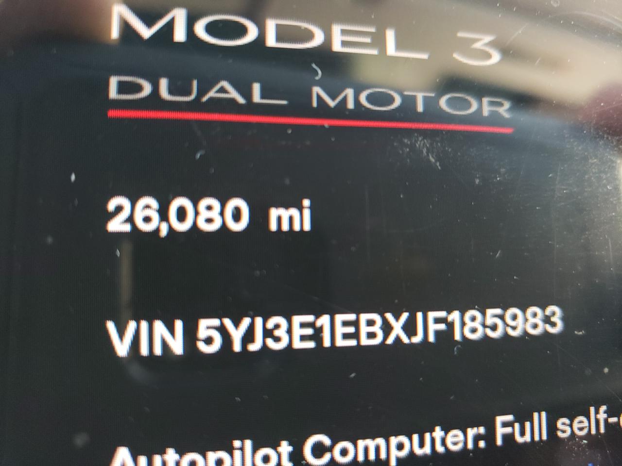 Photo 8 from auction – 2018 TESLA MODEL 3 with VIN 5YJ3E1EBXJF185983