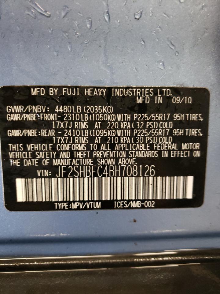 Photo 10 from auction – 2011 SUBARU FORESTER L with VIN JF2SHBFC4BH708126