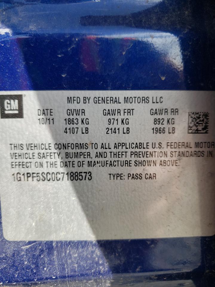 Photo 10 from auction – 2012 CHEVROLET CRUZE LT with VIN 1G1PF5SC0C7188573