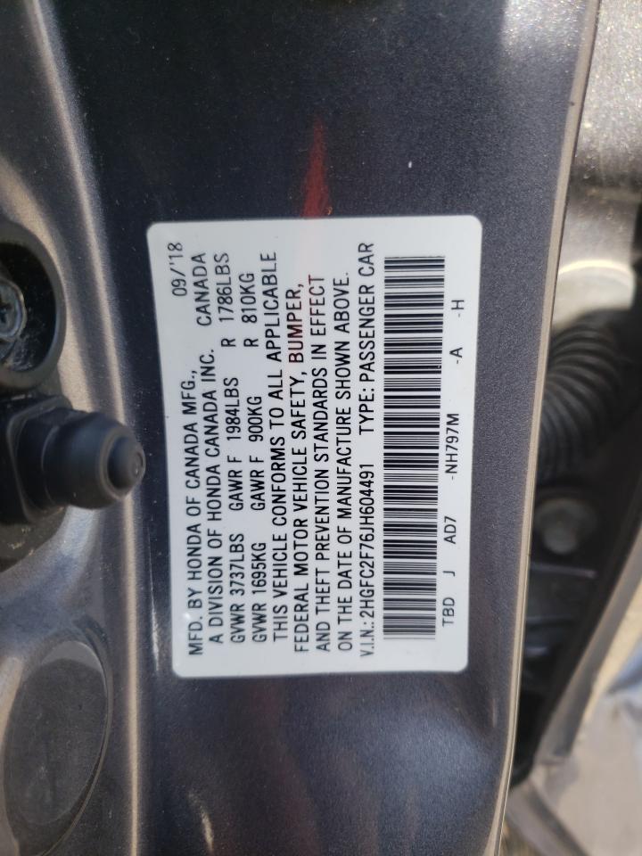 Photo 10 from auction – 2018 HONDA CIVIC EX with VIN 2HGFC2F76JH604491