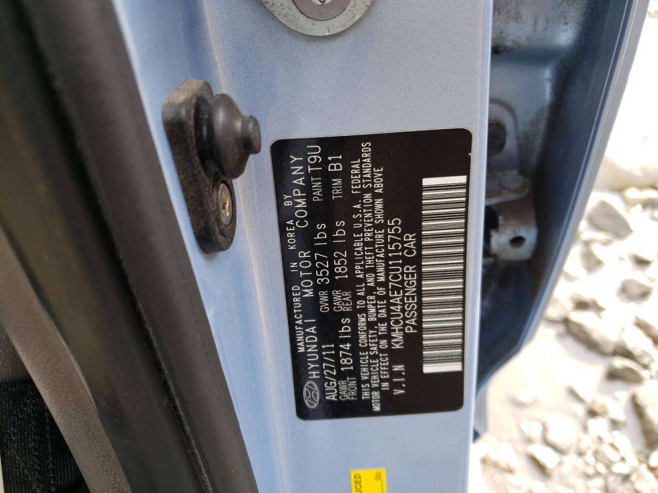 Photo 10 from auction – 2012 HYUNDAI ACCENT GLS with VIN KMHCU4AE7CU115755