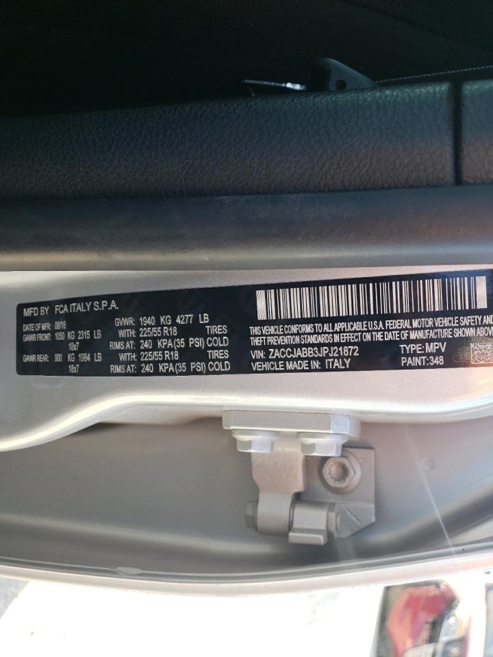 Photo 10 from auction – 2018 JEEP RENEGADE L with VIN ZACCJABB3JPJ21872