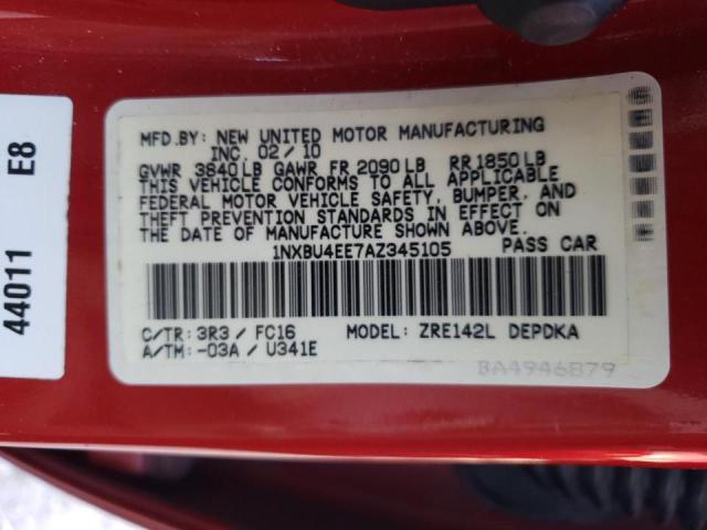Photo 10 from auction – 2010 TOYOTA COROLLA BA with VIN 1NXBU4EE7AZ345105