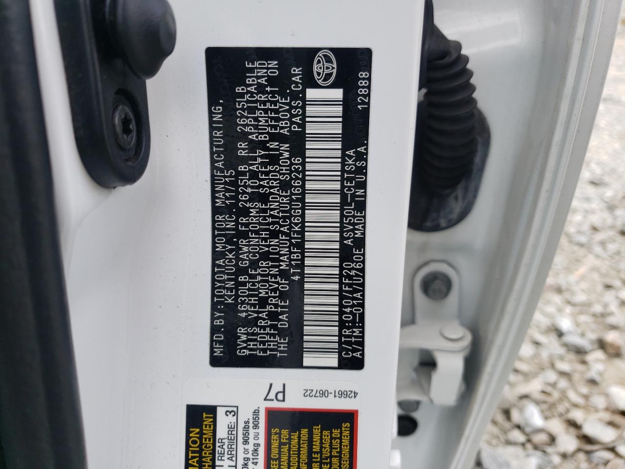 Photo 10 from auction – 2016 TOYOTA CAMRY LE with VIN 4T1BF1FK6GU166236