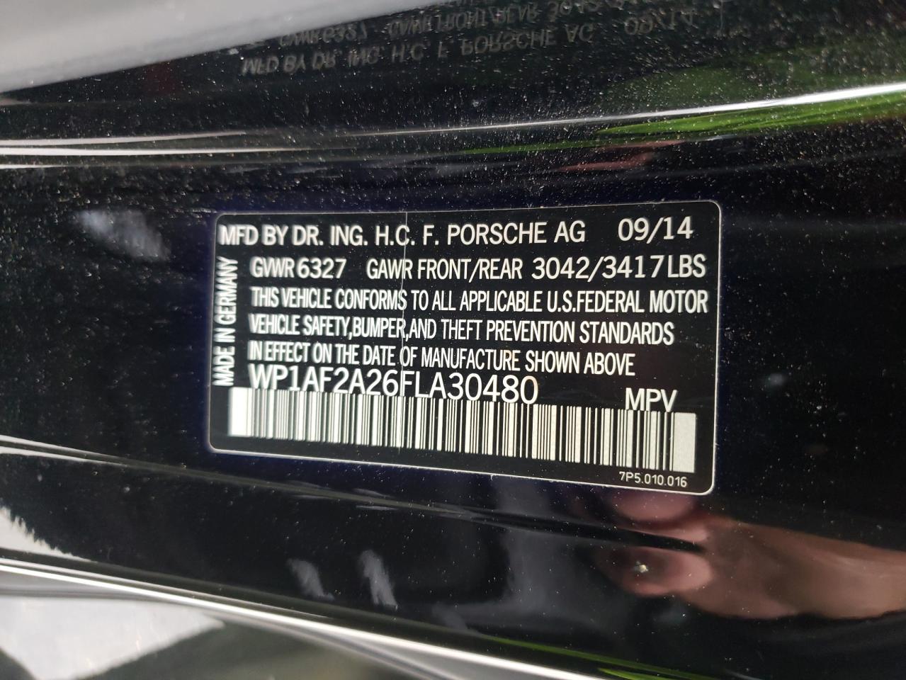 Photo 10 from auction – 2015 PORSCHE CAYENNE with VIN WP1AF2A26FLA30480