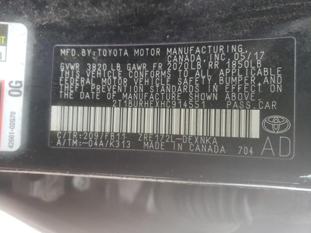 Photo 10 from auction – 2017 TOYOTA COROLLA L with VIN 2T1BURHEXHC914551