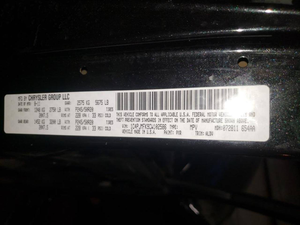Photo 10 from auction – 2012 JEEP LIBERTY JE with VIN 1C4PJMFK9CW102586