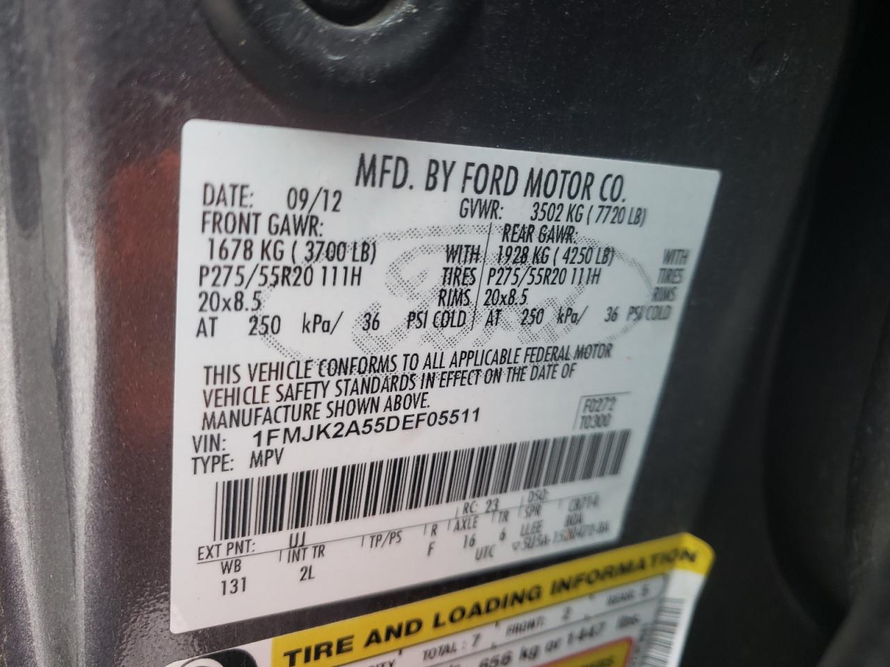 Photo 10 from auction – 2013 FORD EXPEDITION with VIN 1FMJK2A55DEF05511