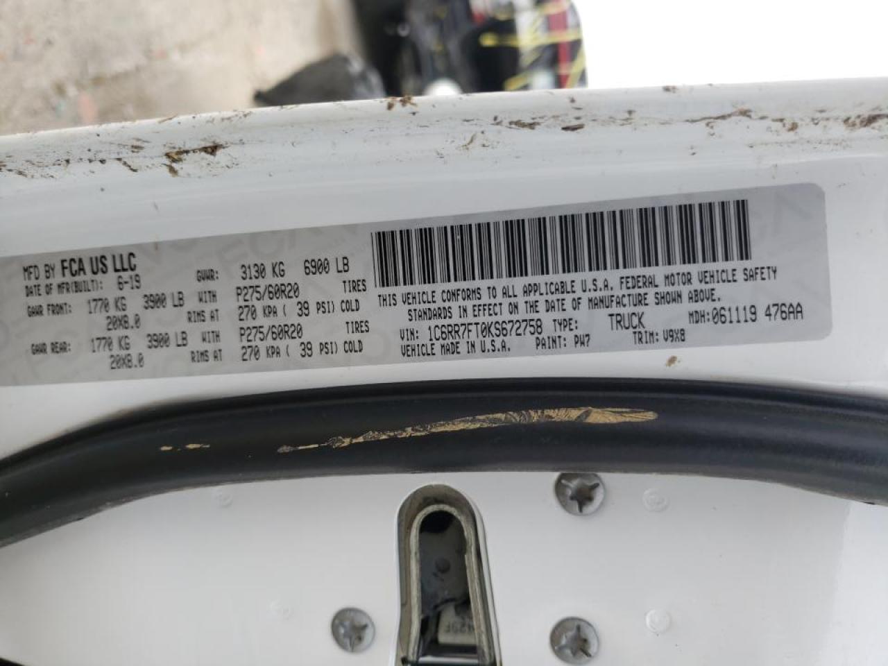 Photo 10 from auction – 2019 RAM 1500 CLASS with VIN 1C6RR7FT0KS672758