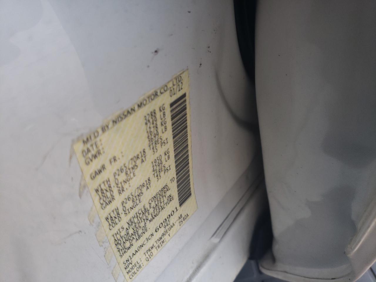 Photo 10 from auction – 2012 NISSAN ARMADA SV with VIN 5N1AA0NC3CN609901