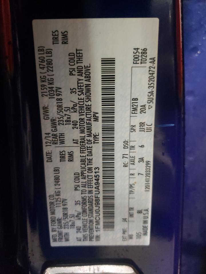 Photo 10 from auction – 2015 FORD ESCAPE TIT with VIN 1FMCU0J98FUA94513
