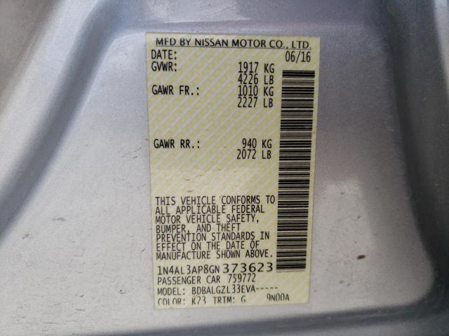 Photo 10 from auction – 2016 NISSAN ALTIMA 2.5 with VIN 1N4AL3AP8GN373623