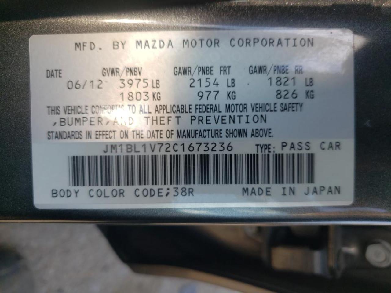 Photo 10 from auction – 2012 MAZDA 3 I with VIN JM1BL1V72C1673236