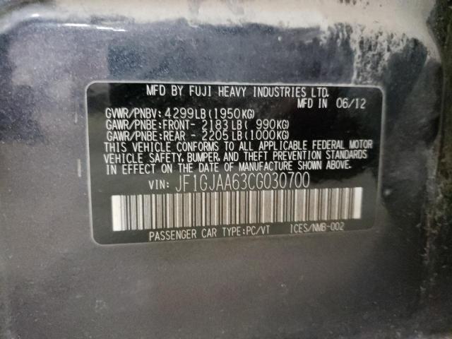 Photo 10 from auction – 2012 SUBARU IMPREZA with VIN JF1GJAA63CG030700