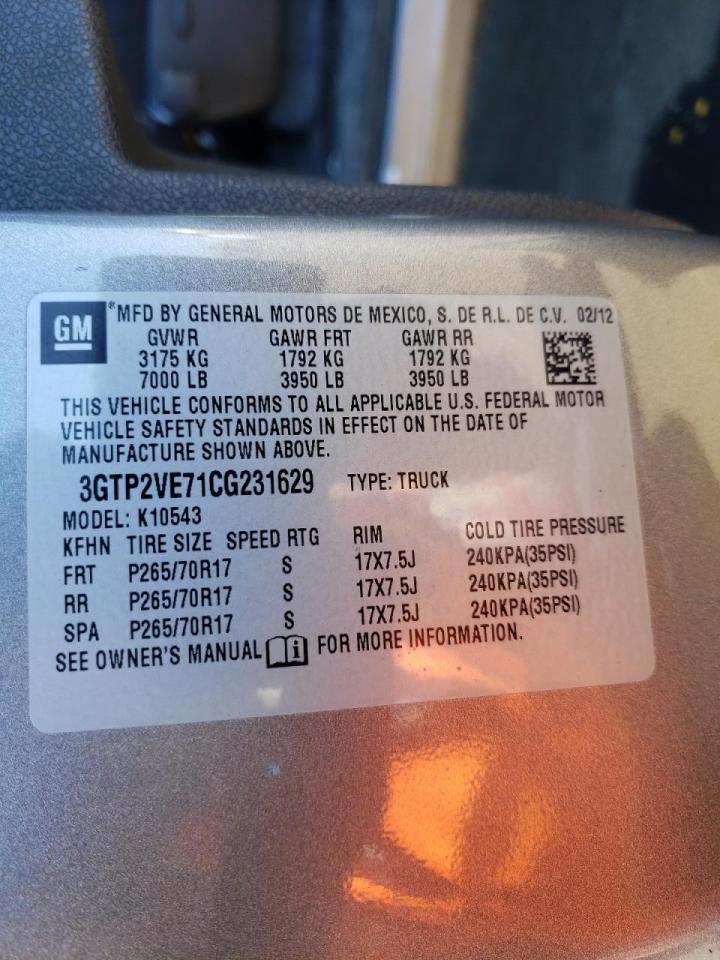 Photo 10 from auction – 2012 GMC SIERRA K15 with VIN 3GTP2VE71CG231629