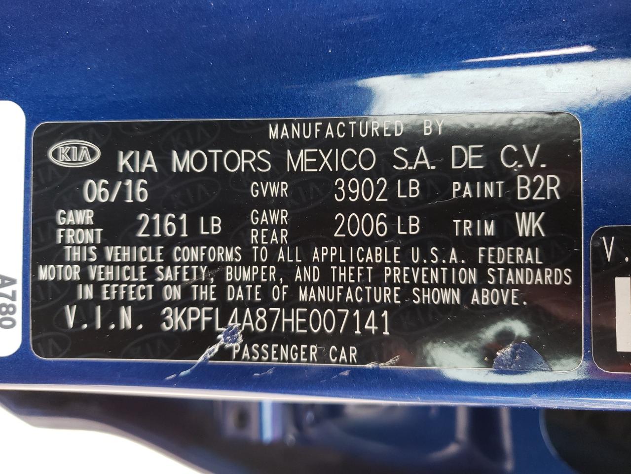 Photo 10 from auction – 2017 KIA FORTE EX with VIN 3KPFL4A87HE007141