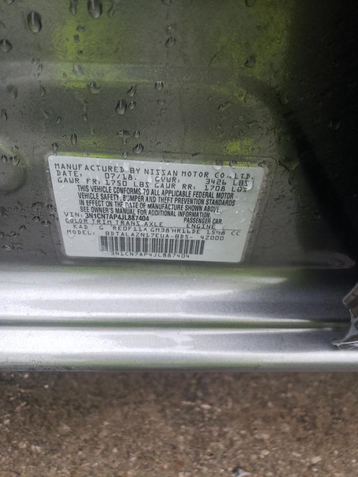 Photo 10 from auction – 2018 NISSAN VERSA S with VIN 3N1CN7AP4JL887404