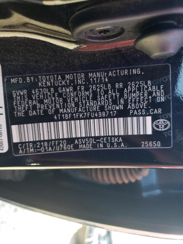 Photo 10 from auction – 2015 TOYOTA CAMRY LE with VIN 4T1BF1FK7FU498717