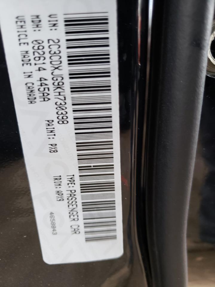 Photo 10 from auction – 2019 DODGE CHARGER SX with VIN 2C3CDXJG9KH730398