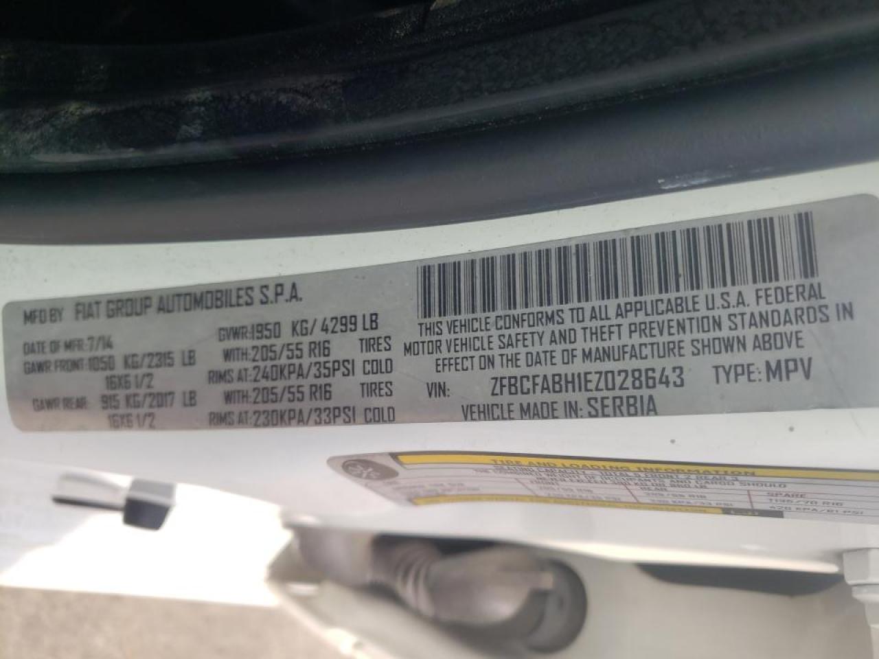 Photo 10 from auction – 2014 FIAT 500L EASY with VIN ZFBCFABH1EZ028643