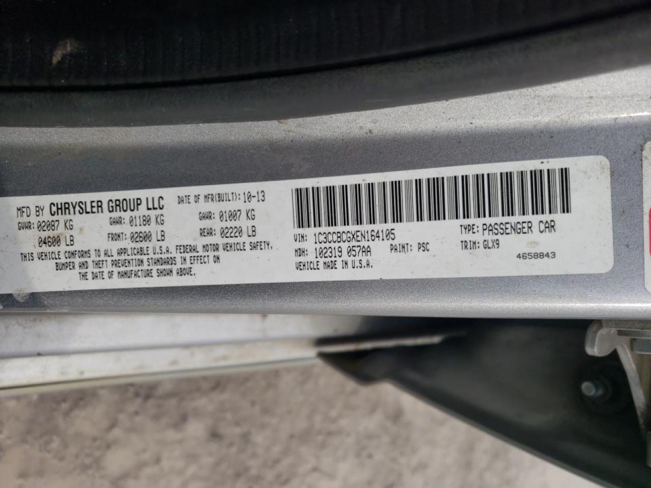Photo 10 from auction – 2014 CHRYSLER 200 LIMITE with VIN 1C3CCBCGXEN164105