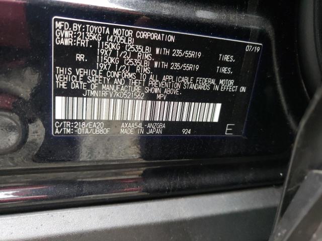 Photo 10 from auction – 2019 TOYOTA RAV4 LIMIT with VIN JTMN1RFV7KD521562