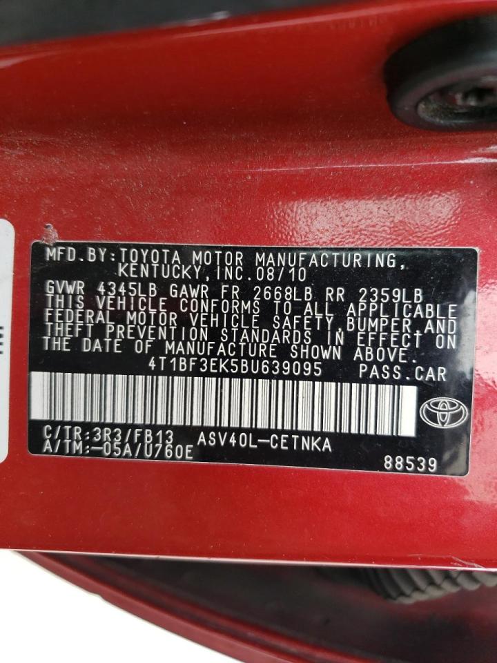 Photo 10 from auction – 2011 TOYOTA CAMRY BASE with VIN 4T1BF3EK5BU639095