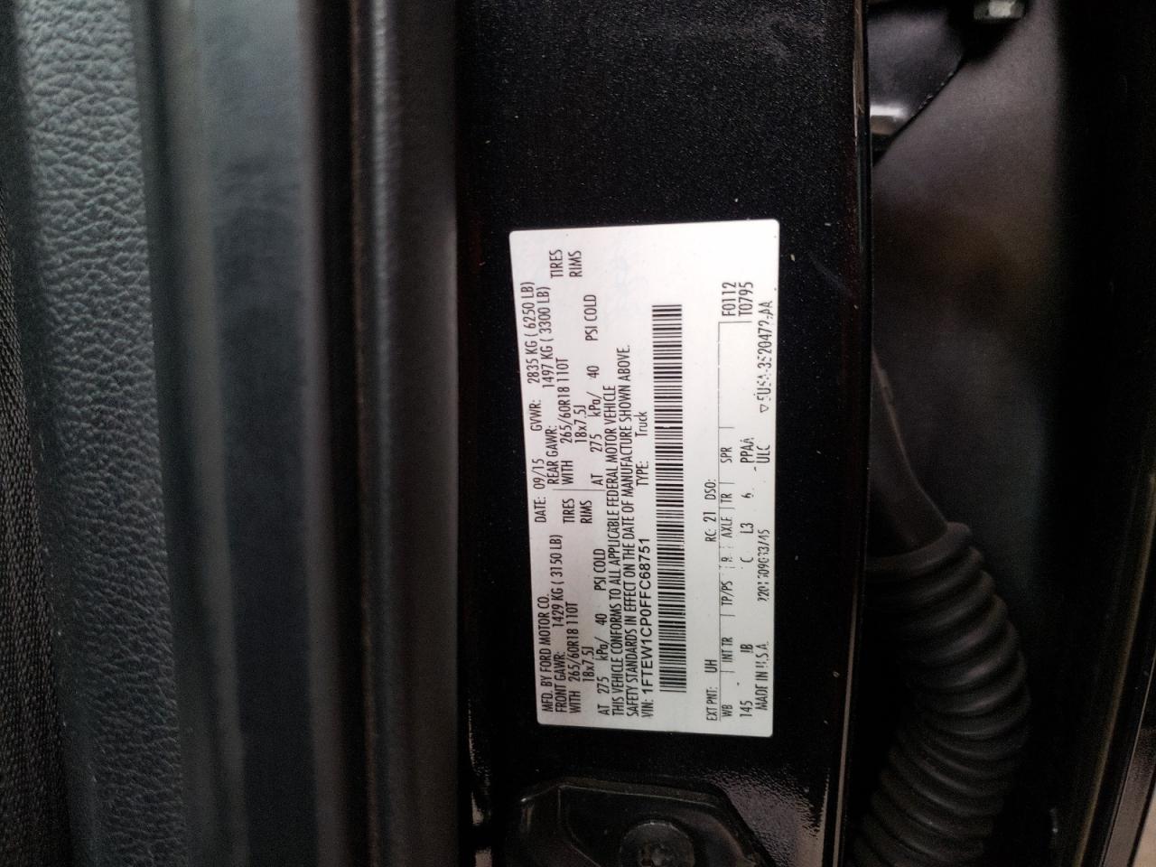 Photo 10 from auction – 2015 FORD F150 SUPER with VIN 1FTEW1CP0FFC68751
