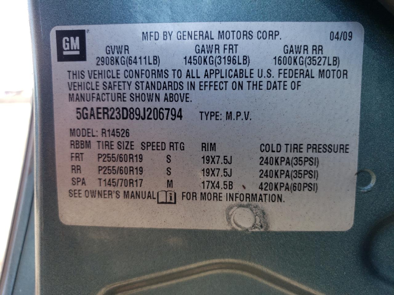 Photo 10 from auction – 2009 BUICK ENCLAVE CX with VIN 5GAER23D89J206794
