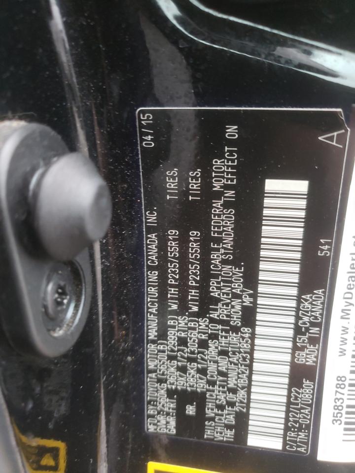 Photo 10 from auction – 2015 LEXUS RX 350 with VIN 2T2BK1BA2FC318548