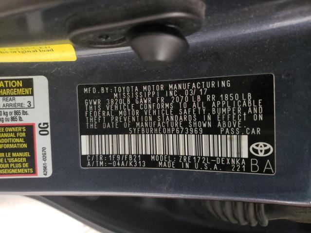 Photo 10 from auction – 2017 TOYOTA COROLLA L with VIN 5YFBURHE0HP673969