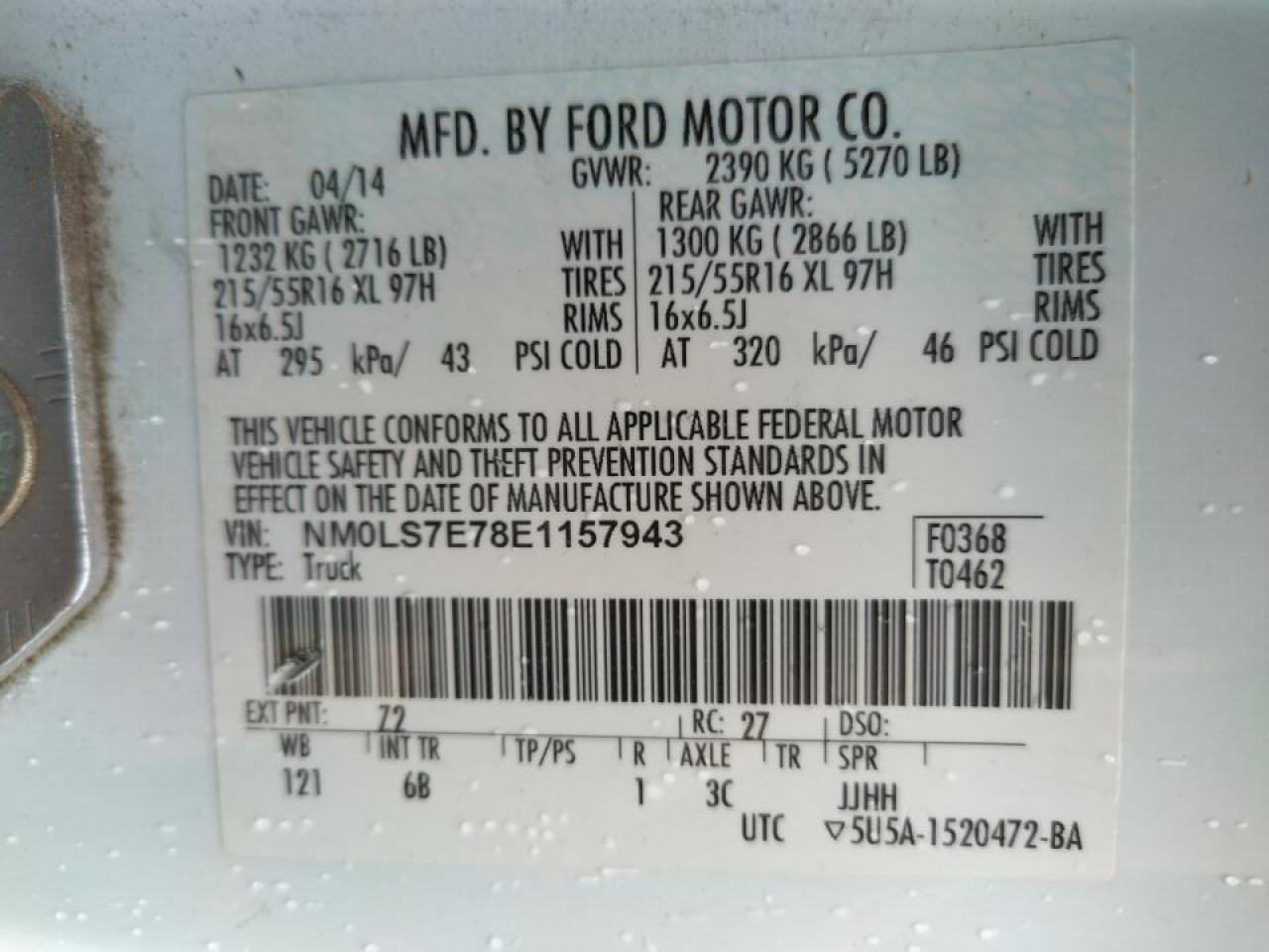 Photo 10 from auction – 2014 FORD TRANSIT CO with VIN NM0LS7E78E1157943