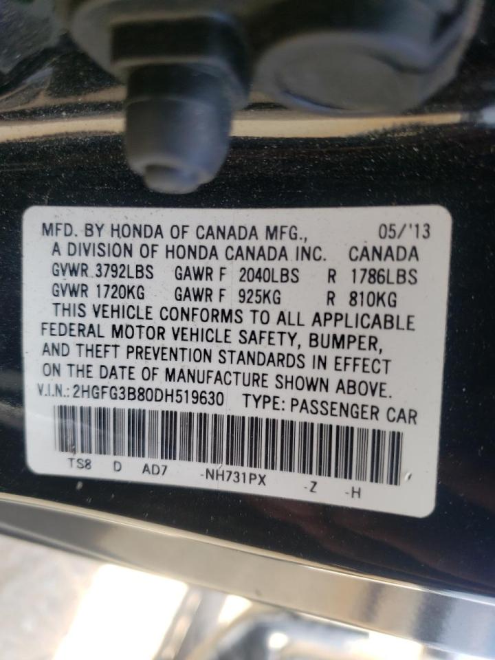 Photo 10 from auction – 2013 HONDA CIVIC EX with VIN 2HGFG3B80DH519630