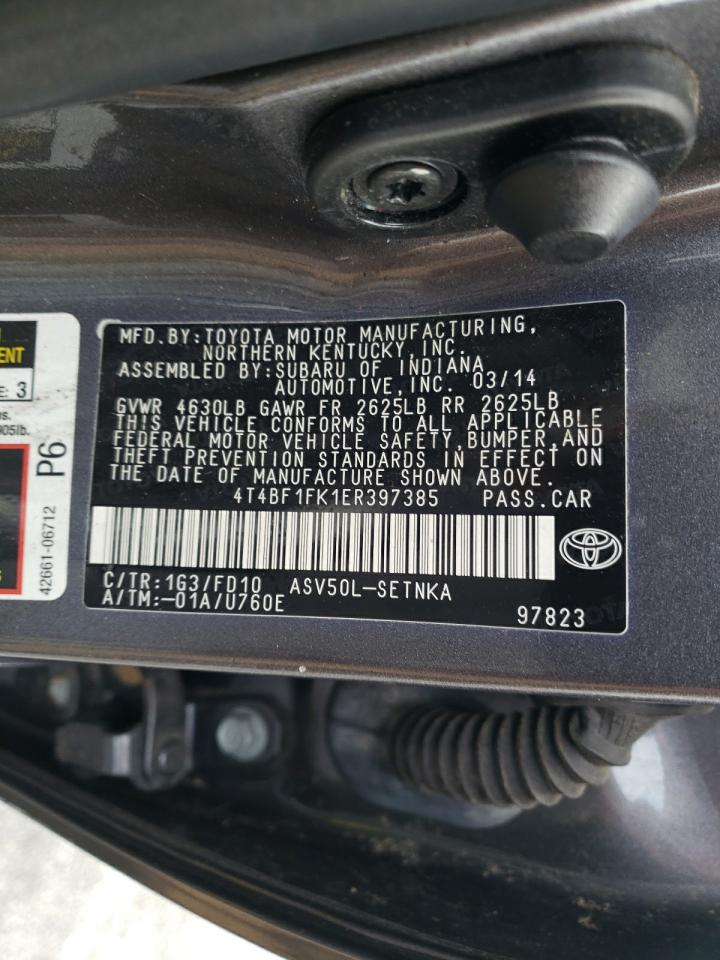 Photo 10 from auction – 2014 TOYOTA CAMRY L with VIN 4T4BF1FK1ER397385