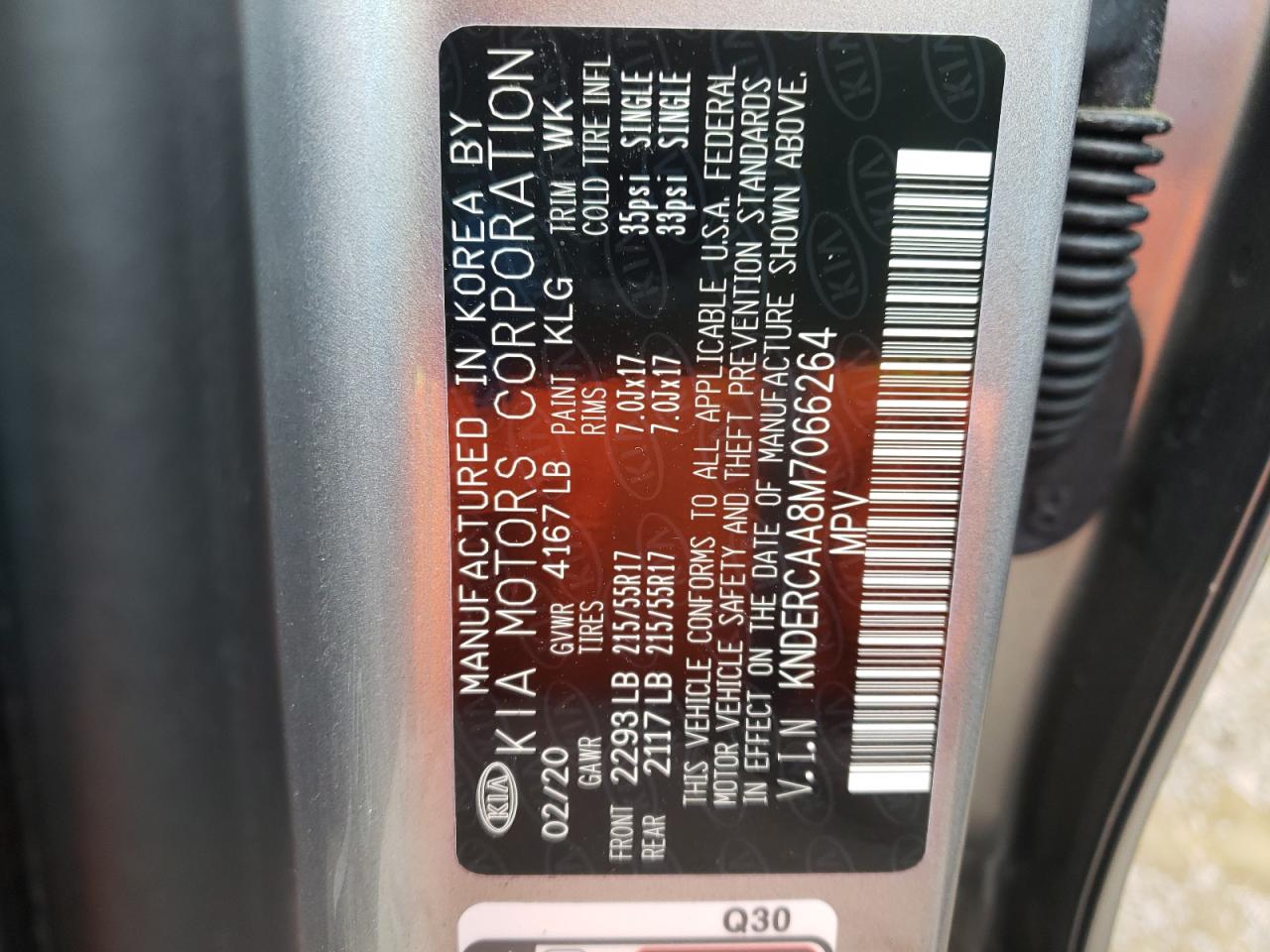 Photo 10 from auction – 2021 KIA SELTOS EX with VIN KNDERCAA8M7066264